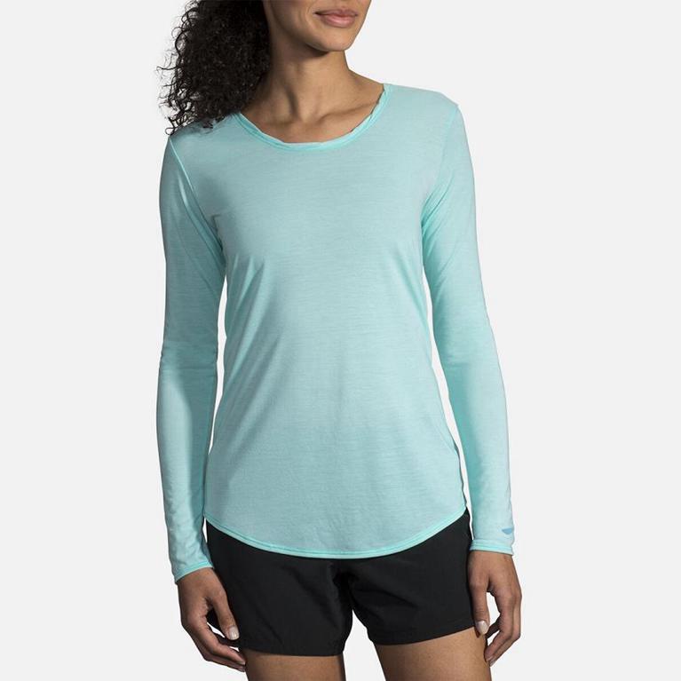 Brooks Distance Women's Long Sleeve Running Shirt - Blue (97352-GFPZ)
